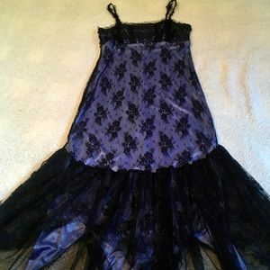 Long lavender/purple and black lace Betsey Johnson Evening dress M